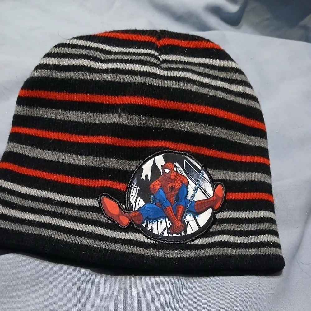 Spider-Man Striped Kids Beanie - Black and Red